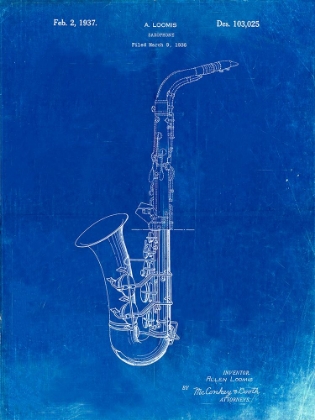 Picture of PP773-FADED BLUEPRINT CONN A MELODY SAXOPHONE PATENT POSTER