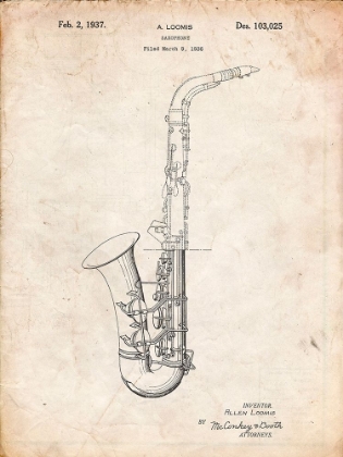 Picture of PP773-VINTAGE PARCHMENT CONN A MELODY SAXOPHONE PATENT POSTER