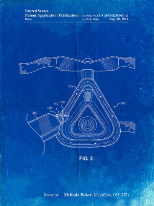 Picture of PP775-FADED BLUEPRINT CPAP MASK PATENT POSTER