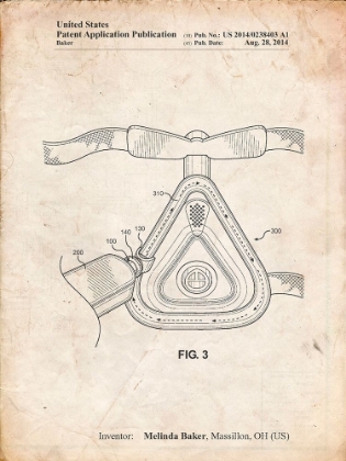 Picture of PP775-VINTAGE PARCHMENT CPAP MASK PATENT POSTER