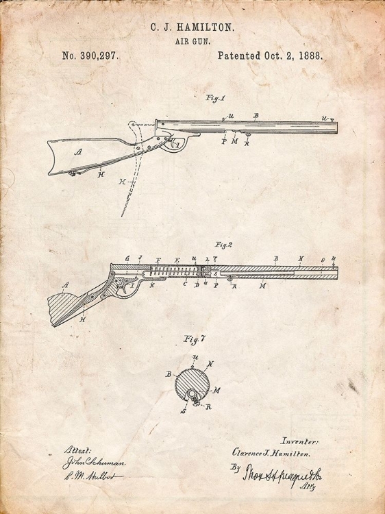 Picture of PP777-VINTAGE PARCHMENT DAISY AIR RIFLE PATENT ART