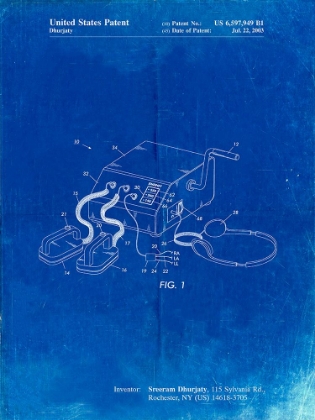 Picture of PP778-FADED BLUEPRINT DEFIBRILLATOR PATENT POSTER