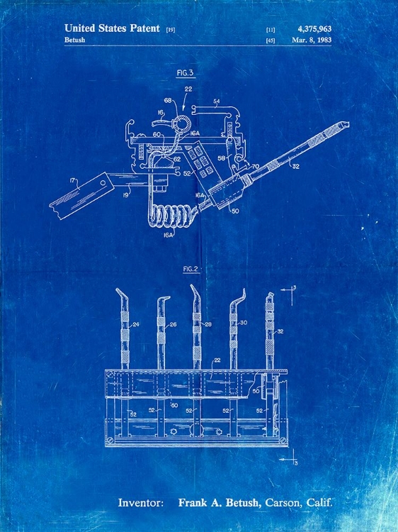 Picture of PP779-FADED BLUEPRINT DENTAL TOOLS PATENT POSTER