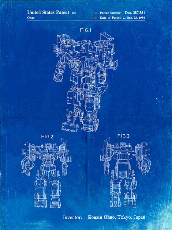 Picture of PP780-FADED BLUEPRINT DEVASTATOR TRANSFORMER PATENT POSTER