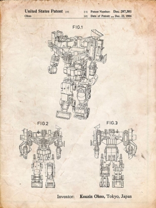 Picture of PP780-VINTAGE PARCHMENT DEVASTATOR TRANSFORMER PATENT POSTER