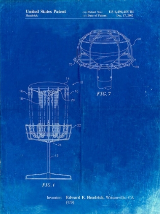Picture of PP782-FADED BLUEPRINT DISC GOLF BASKET PATENT POSTER