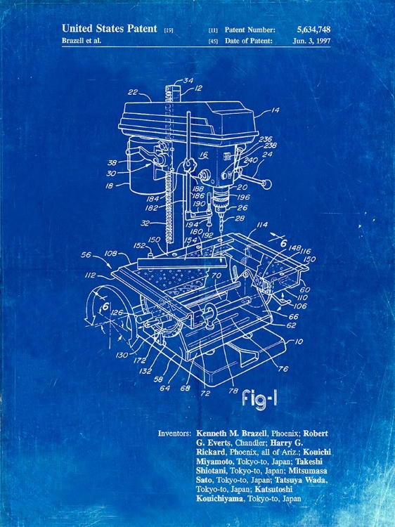 Picture of PP788-FADED BLUEPRINT DRILL PRESS PATENT POSTER