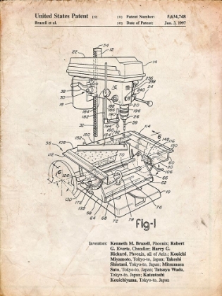 Picture of PP788-VINTAGE PARCHMENT DRILL PRESS PATENT POSTER