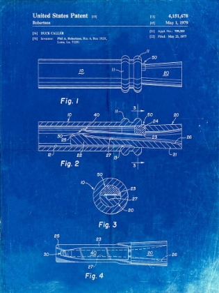 Picture of PP789-FADED BLUEPRINT DUCK CALL PATENT POSTER
