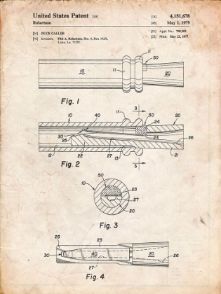 Picture of PP789-VINTAGE PARCHMENT DUCK CALL PATENT POSTER