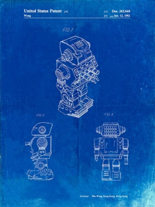 Picture of PP790-FADED BLUEPRINT DYNAMIC FIGHTER TOY ROBOT 1982 PATENT POSTER