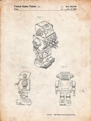 Picture of PP790-VINTAGE PARCHMENT DYNAMIC FIGHTER TOY ROBOT 1982 PATENT POSTER