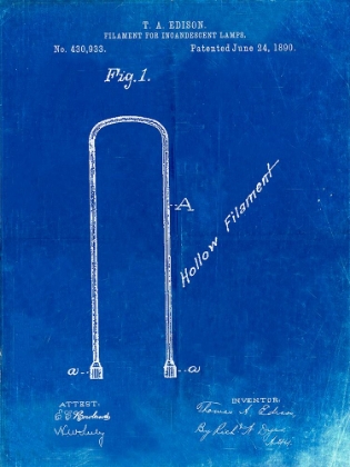 Picture of PP795-FADED BLUEPRINT EDISON FILAMENT ART