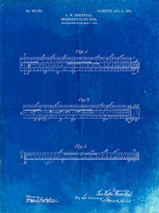 Picture of PP801-FADED BLUEPRINT ENGINEERS SLIDE RULE PATENT POSTER