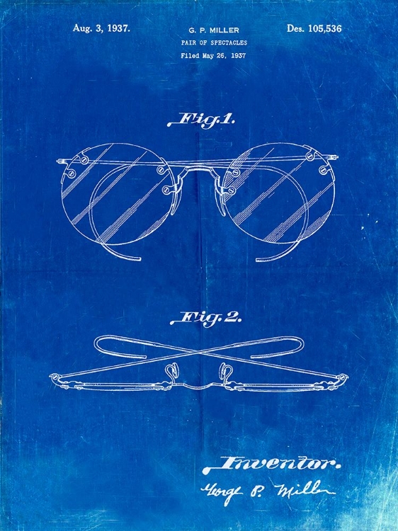 Picture of PP803-FADED BLUEPRINT EYEGLASSES SPECTACLES PATENT ART