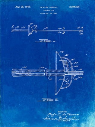 Picture of PP806-FADED BLUEPRINT FENCING SWORD PATENT POSTER