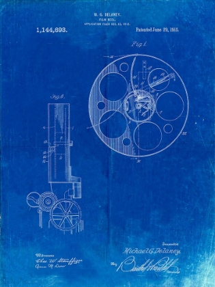 Picture of PP807-FADED BLUEPRINT FILM REEL 1915 PATENT POSTER