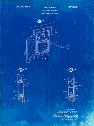 Picture of PP809-FADED BLUEPRINT FIRE HOSE CABINET 1961 PATENT POSTER