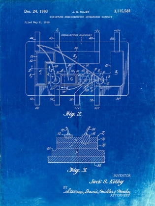 Picture of PP813-FADED BLUEPRINT FIRST INTEGRATED CIRCUIT PATENT POSTER