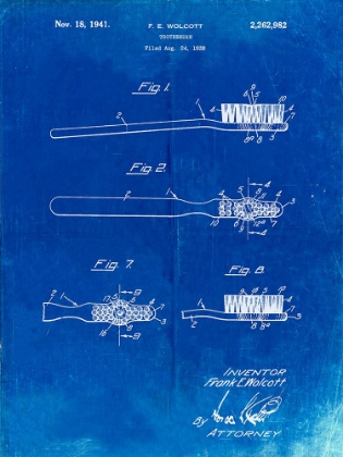 Picture of PP815-FADED BLUEPRINT FIRST TOOTHBRUSH PATENT POSTER