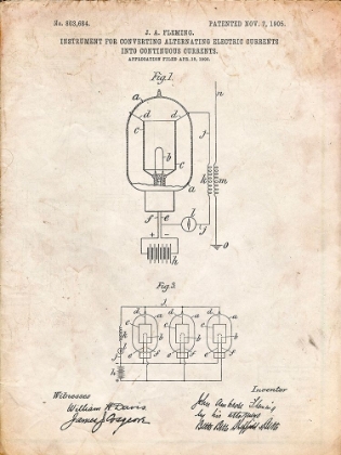 Picture of PP817-VINTAGE PARCHMENT FLEMING VALVE PATENT POSTER