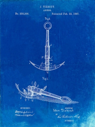 Picture of PP821-FADED BLUEPRINT FOLDING GRAPNEL ANCHOR PATENT POSTER