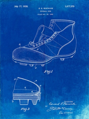 Picture of PP823-FADED BLUEPRINT FOOTBALL CLEAT 1928 PATENT POSTER