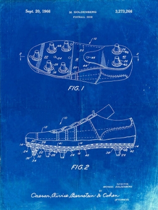 Picture of PP824-FADED BLUEPRINT FOOTBALL CLEAT PATENT PRINT