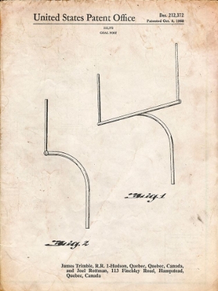 Picture of PP825-VINTAGE PARCHMENT FOOTBALL GOAL POST PATENT PRINT