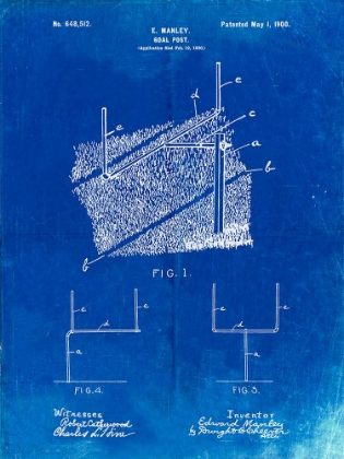 Picture of PP826-FADED BLUEPRINT FOOTBALL GOAL POST POSTER