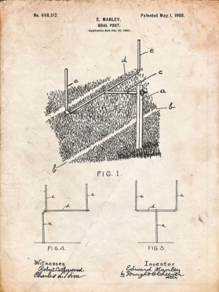 Picture of PP826-VINTAGE PARCHMENT FOOTBALL GOAL POST POSTER