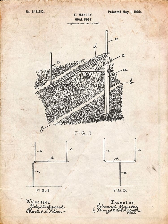 Picture of PP826-VINTAGE PARCHMENT FOOTBALL GOAL POST POSTER