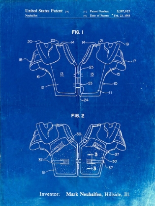 Picture of PP829-FADED BLUEPRINT FOOTBALL SHOULDER PADS PATENT
