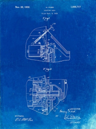 Picture of PP834-FADED BLUEPRINT FORD CAR STARTER PATENT POSTER