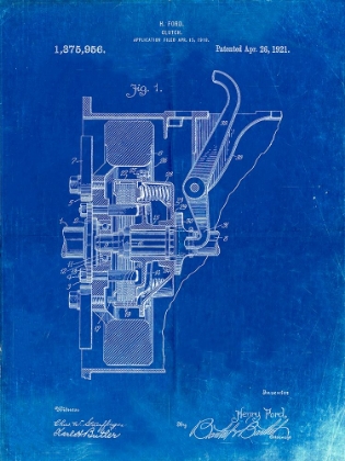 Picture of PP836-FADED BLUEPRINT FORD CLUTCH PATENT POSTER