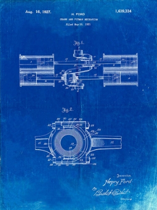 Picture of PP837-FADED BLUEPRINT FORD CRANK AND PITMAN