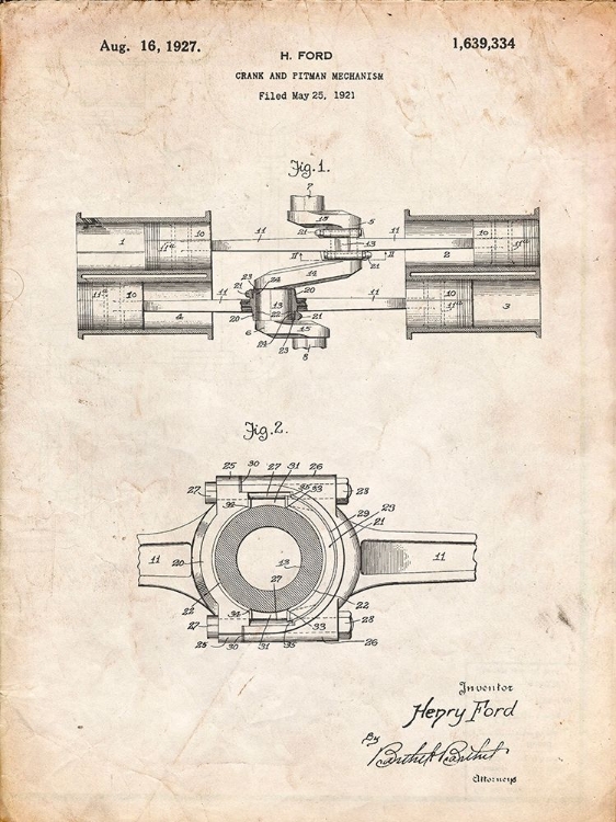 Picture of PP837-VINTAGE PARCHMENT FORD CRANK AND PITMAN