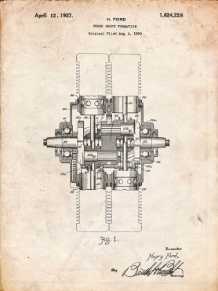Picture of PP838-VINTAGE PARCHMENT FORD CRANK SHAFT 1920 PATENT POSTER