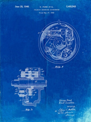 Picture of PP839-FADED BLUEPRINT FORD DISTRIBUTOR 1946 PATENT POSTER