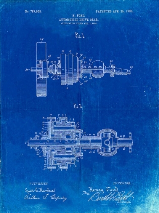 Picture of PP840-FADED BLUEPRINT FORD DRIVE GEAR PATENT ART