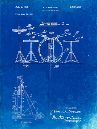 Picture of PP852-FADED BLUEPRINT FRANK IPPOLITO PRACTICE DRUM SET PATENT POSTER