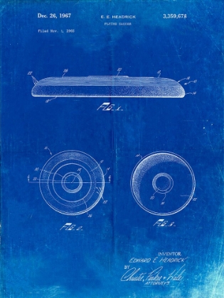 Picture of PP854-FADED BLUEPRINT FRISBEE PATENT POSTER