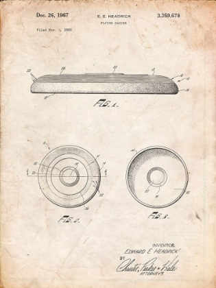 Picture of PP854-VINTAGE PARCHMENT FRISBEE PATENT POSTER