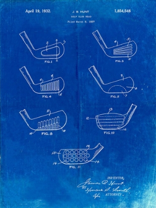 Picture of PP857-FADED BLUEPRINT GOLF CLUB HEAD PATENT POSTER