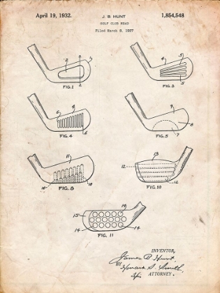 Picture of PP857-VINTAGE PARCHMENT GOLF CLUB HEAD PATENT POSTER