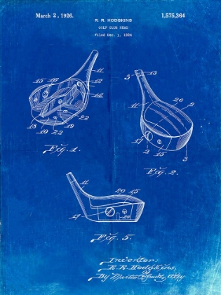 Picture of PP858-FADED BLUEPRINT GOLF FAIRWAY CLUB HEAD PATENT POSTER
