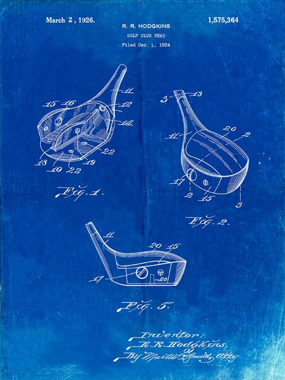 Picture of PP858-FADED BLUEPRINT GOLF FAIRWAY CLUB HEAD PATENT POSTER