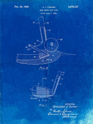 Picture of PP859-FADED BLUEPRINT GOLF SAND WEDGE PATENT POSTER