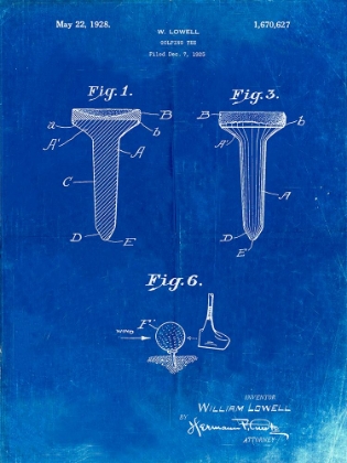 Picture of PP860-FADED BLUEPRINT GOLF TEE PATENT POSTER