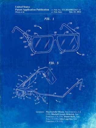Picture of PP861-FADED BLUEPRINT GOOGLE GLASS PATENT POSTER